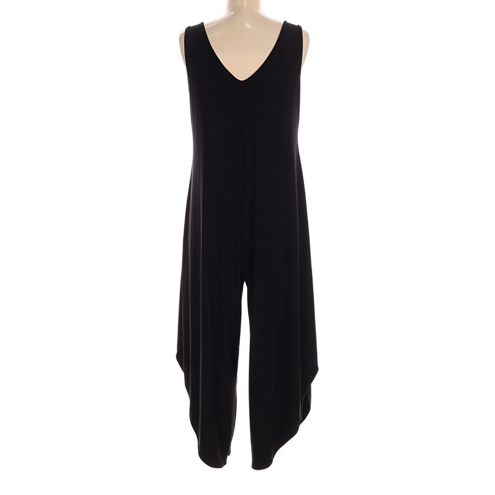 Nicole Miller New York Women XL black jersey knit jumpsuit relaxed fit crop